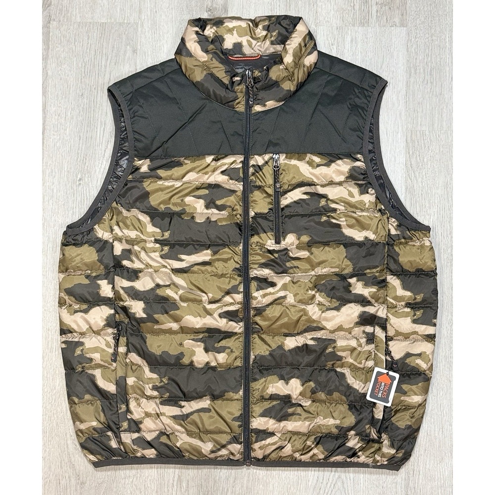 Hawke & Co Pro Series Packable Down Puffer Vest Men's L Green Camo Duck Down NWT